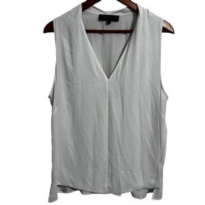 Eloquii White Sleeveless V-Neck Blouse Layered Folds at‎ Neck Women's Size 14